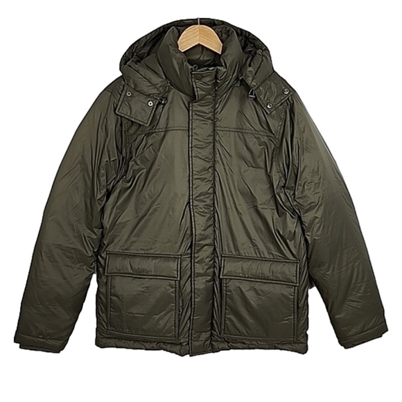 Hudson North Men's Olive Green Down Winter Hooded Puffer Parka Coat Sz Medium - Picture 4 of 16